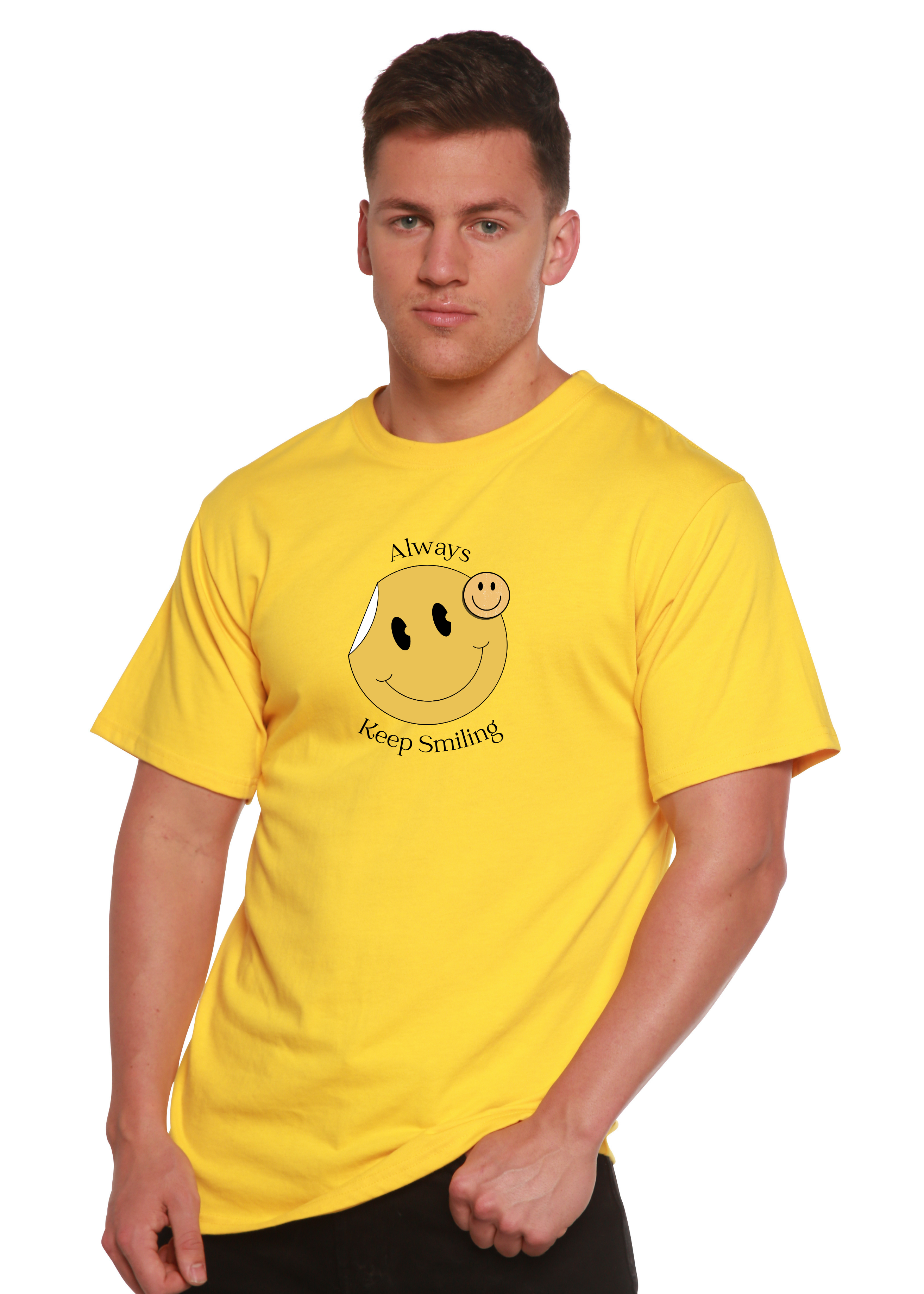 Always Keep Smiling Men's Bamboo Viscose/Organic Cotton Short Sleeve Graphic T-Shirt