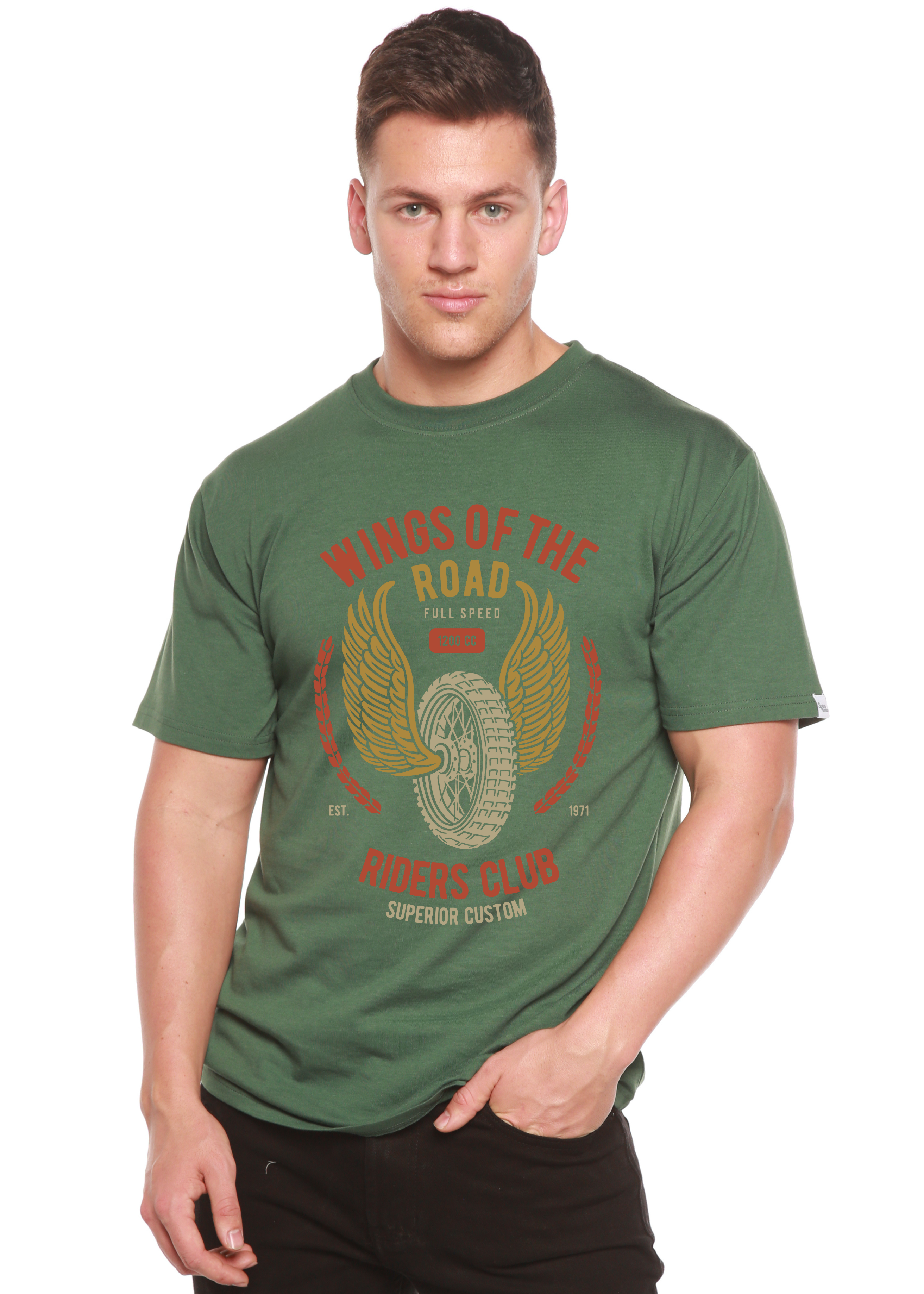 Wings Of The Road Spun Bamboo® Men's Bamboo Viscose/Organic Cotton Short Sleeve Graphic T-Shirt