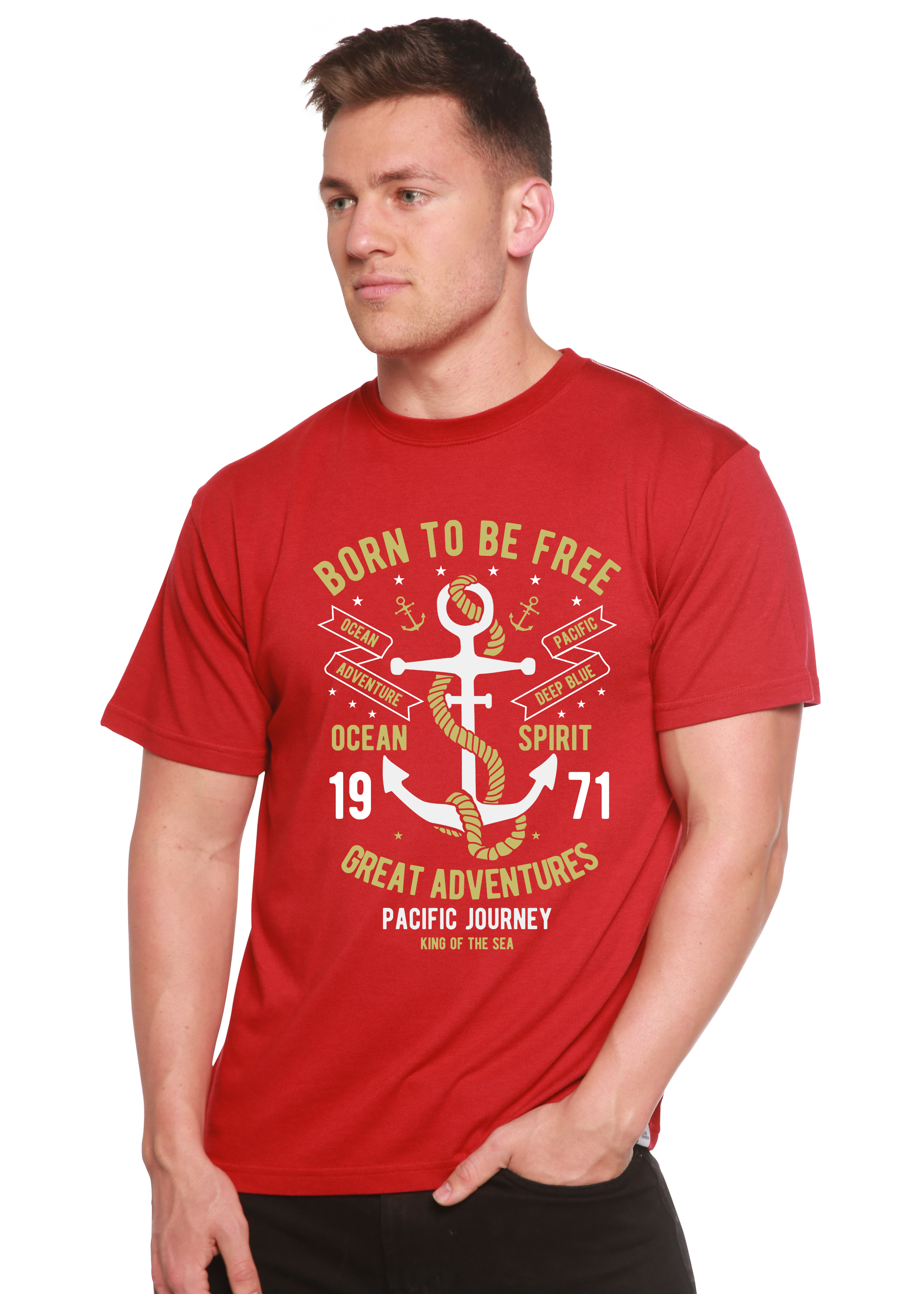 Born To Be Free Men's Bamboo Viscose/Organic Cotton Short Sleeve Graphic T-Shirt