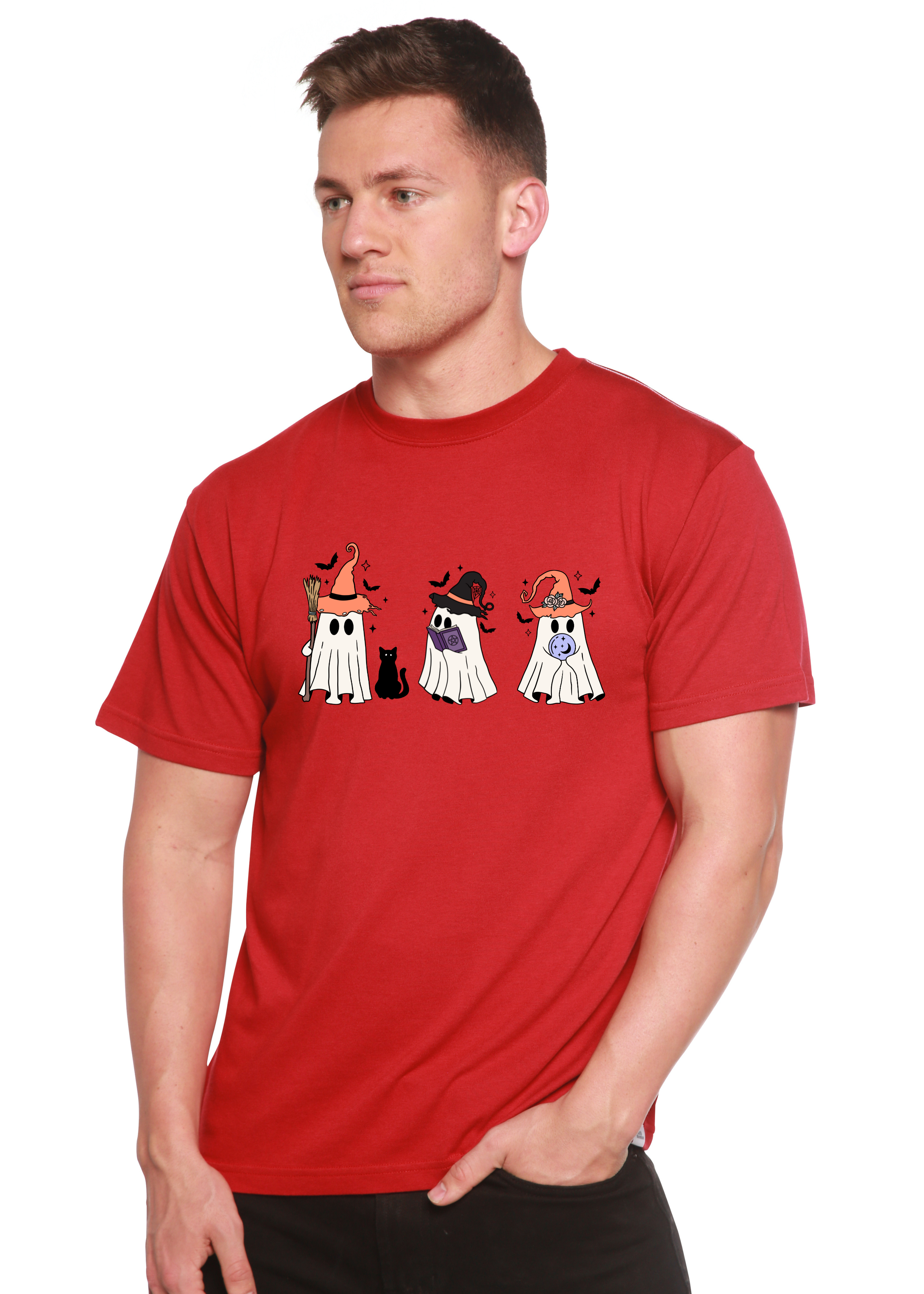 Halloween Boo Men's Bamboo Viscose/Organic Cotton Short Sleeve Graphic T-Shirt