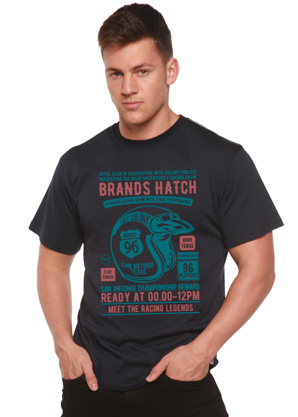 Brands Hatch Men's Bamboo Viscose/Organic Cotton Short Sleeve Graphic T-Shirt
