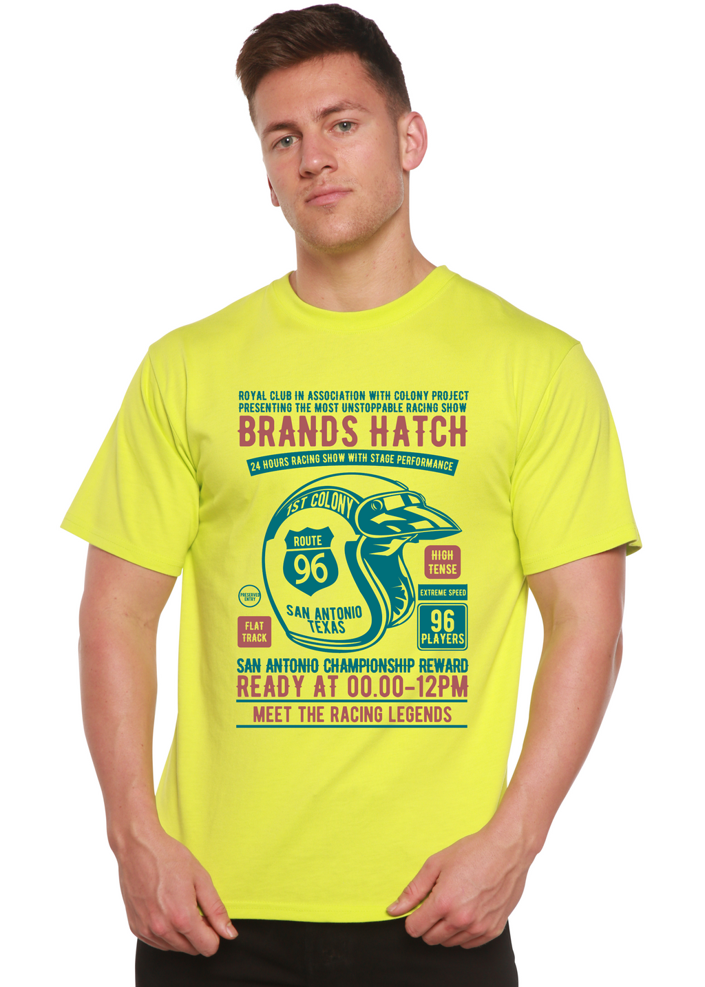 Brands Hatch Men's Bamboo Viscose/Organic Cotton Short Sleeve Graphic T-Shirt