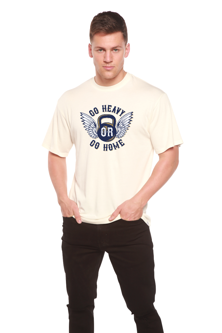 GO HEAVY Men's Bamboo Viscose/Organic Cotton Short Sleeve Graphic T-Shirt