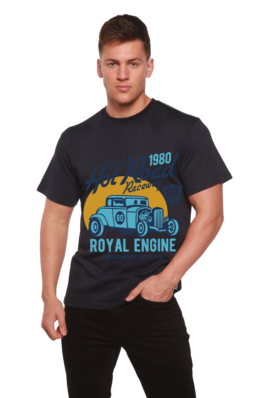 Heavy Hot Road Men's Bamboo Viscose/Organic Cotton Short Sleeve Graphic T-Shirt