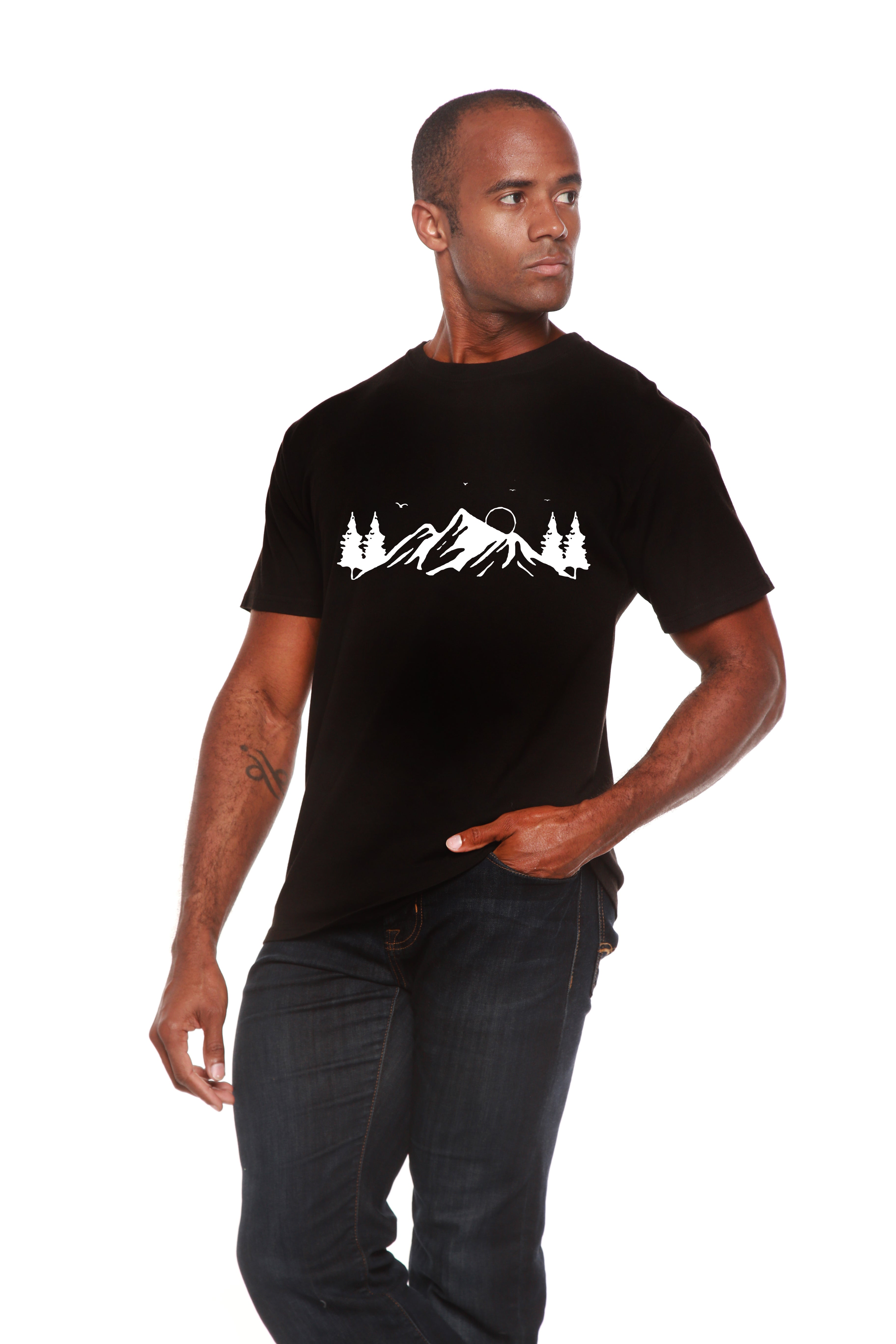 Men's Bamboo Viscose/Organic Cotton Short Sleeve T-Shirt with Print Mauna Kea